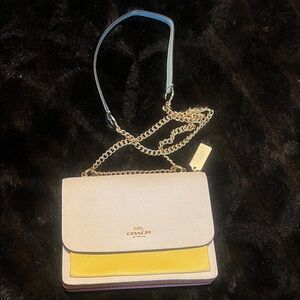 Coach Klare  Elegant White and Yellow, pink, Orange Crossbody Bag